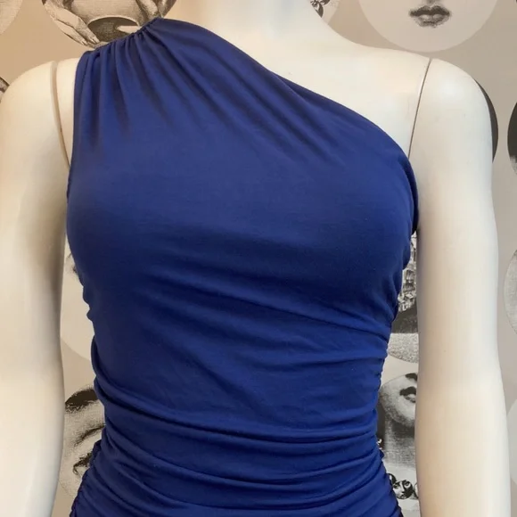 Tart Navy One Shoulder Ruched Bodycon Dress Sz M, excellent condition! - Picture 2 of 12